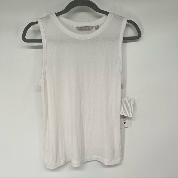 NWT Athleta Modal Rib Crop White Tank Top - Picture 2 of 7